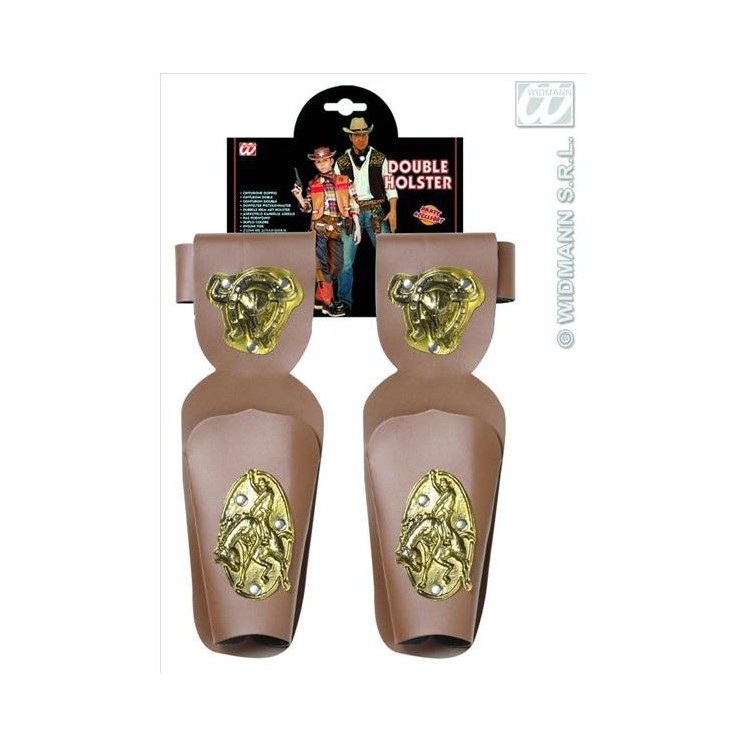 1 Holster double avec ceinture pour deguisement de cow boy