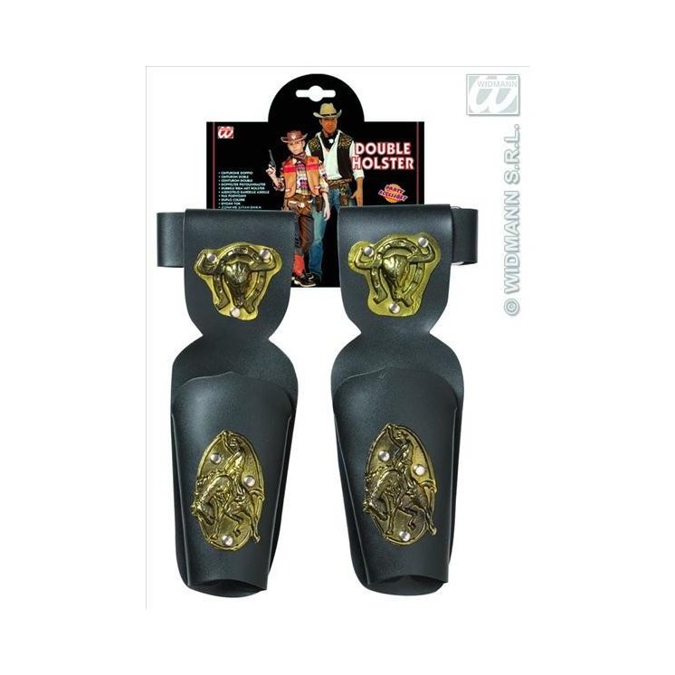 1 Holster double avec ceinture pour deguisement de cow boy