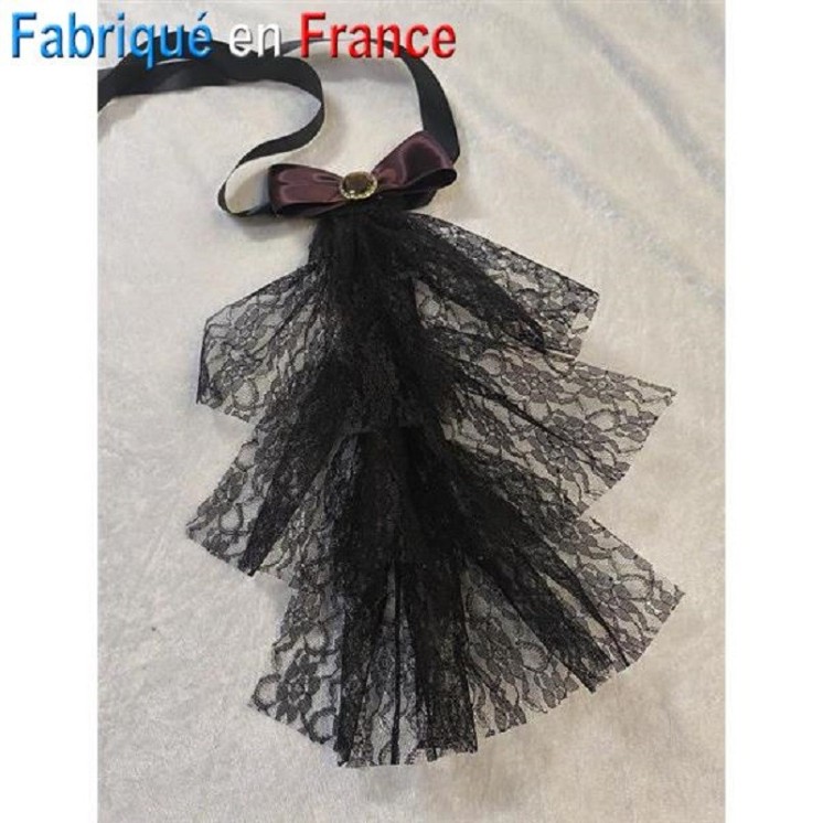 jabot en dentelle avec noeud satin (3 coloris au choix)