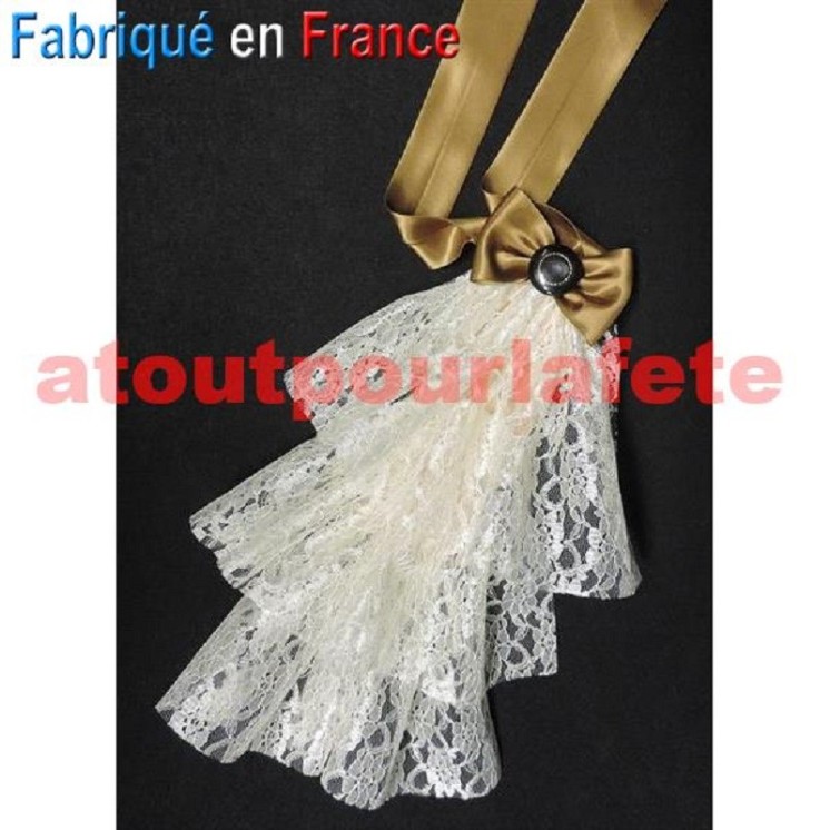 jabot en dentelle avec noeud satin (3 coloris au choix)