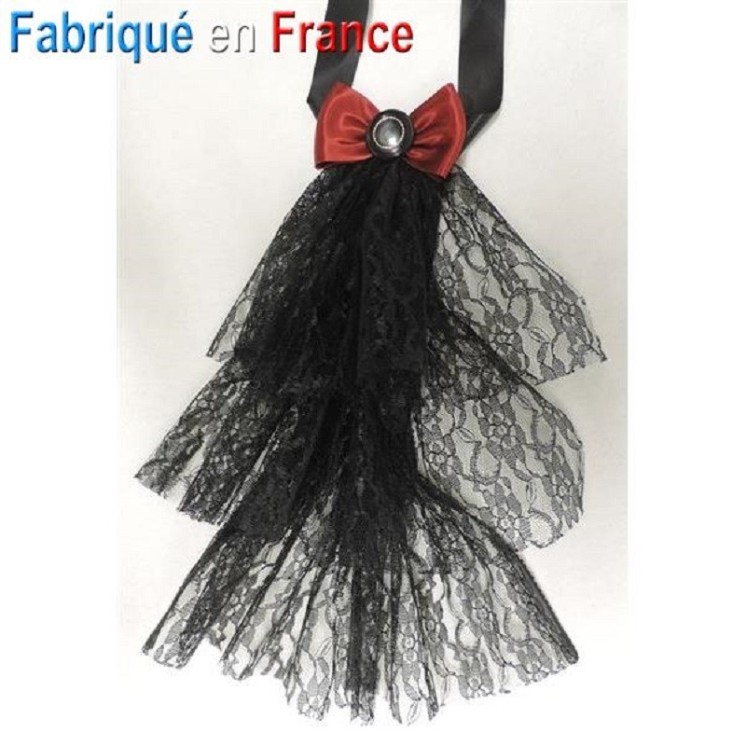 jabot en dentelle avec noeud satin (3 coloris au choix)