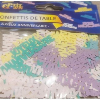 Confetti de Table "Joyeux anniversaire" pastel 1,5X3,5cm (sachet de 10Grs)
