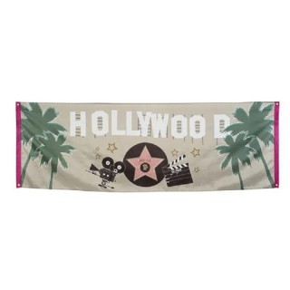 banniere de decoration hollywood, star, show biz 150 X 90cms polyester