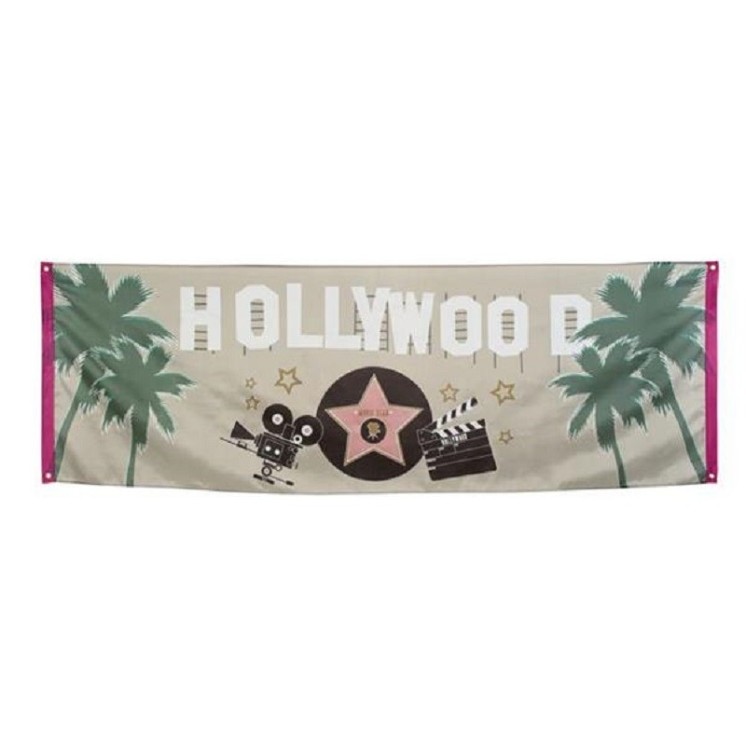 banniere de decoration hollywood, star, show biz 150 X 90cms polyester