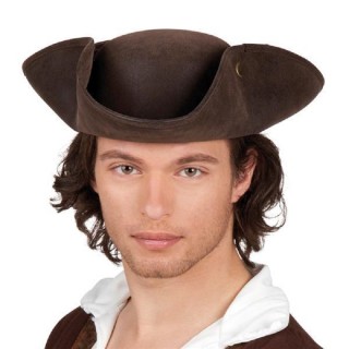 Tricorne de pirate imitation cuir marron