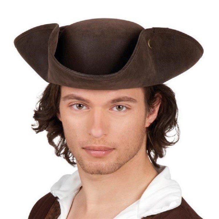 Tricorne de pirate imitation cuir marron