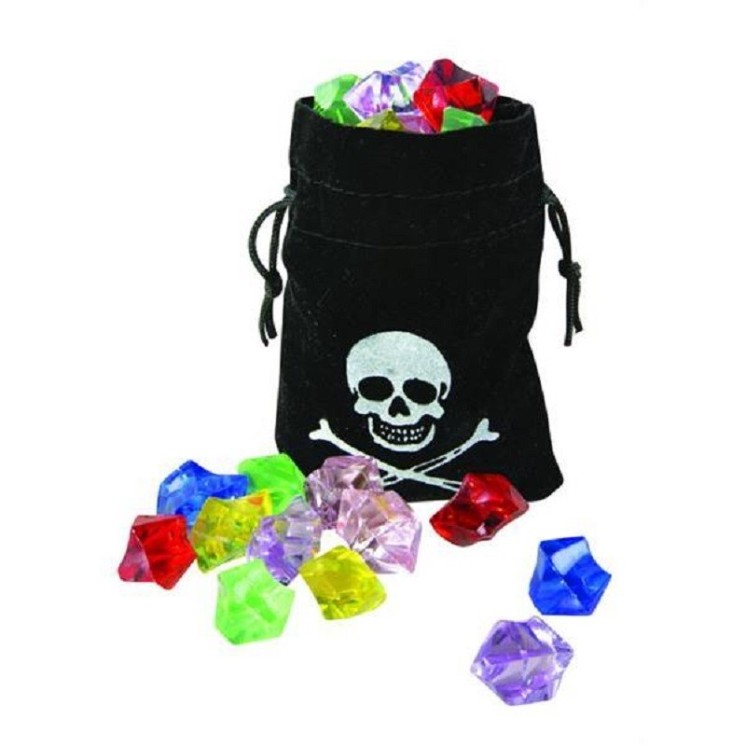 Bourse de pirate avec pierres precieuses (factice)