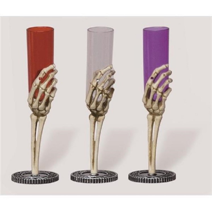 Flute à champagne, verre main de squelette, (plastique)