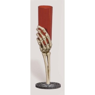 Flute à champagne, verre main de squelette, (plastique)