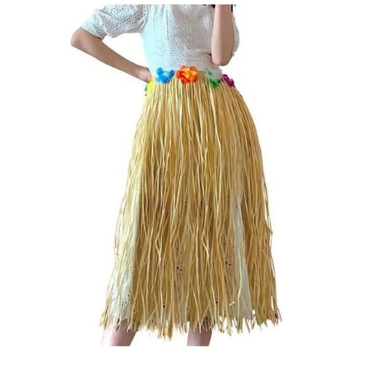 Pagne Hawaien, Tahitien naturel a fleurs (80cms)