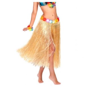 Pagne Hawaien, Tahitien naturel a fleurs (80cms)