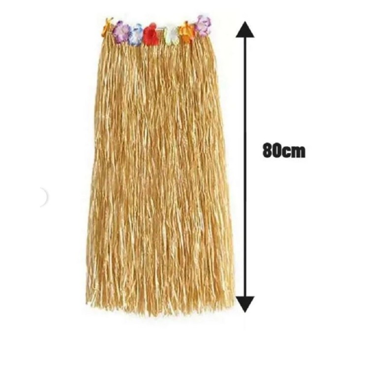 Pagne Hawaien, Tahitien naturel a fleurs (80cms)