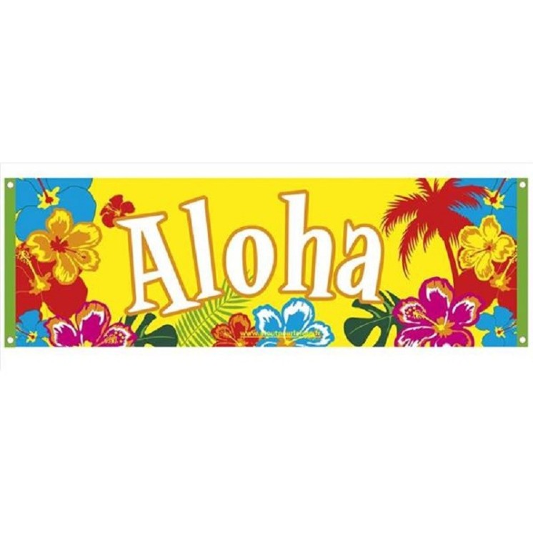 Drapeau Bannière Aloha Party en tissu (220 X 74cms)