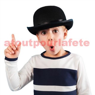 Chapeau Melon noir enfant avec ruban