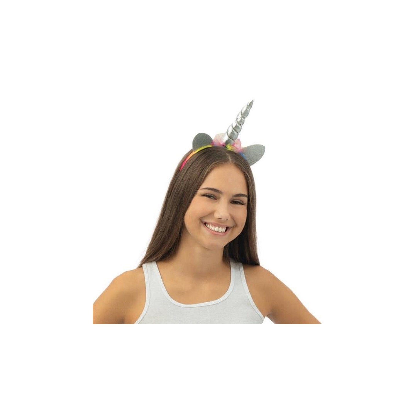 Serre-tête pour deguisement de licorne - argent, multicolore