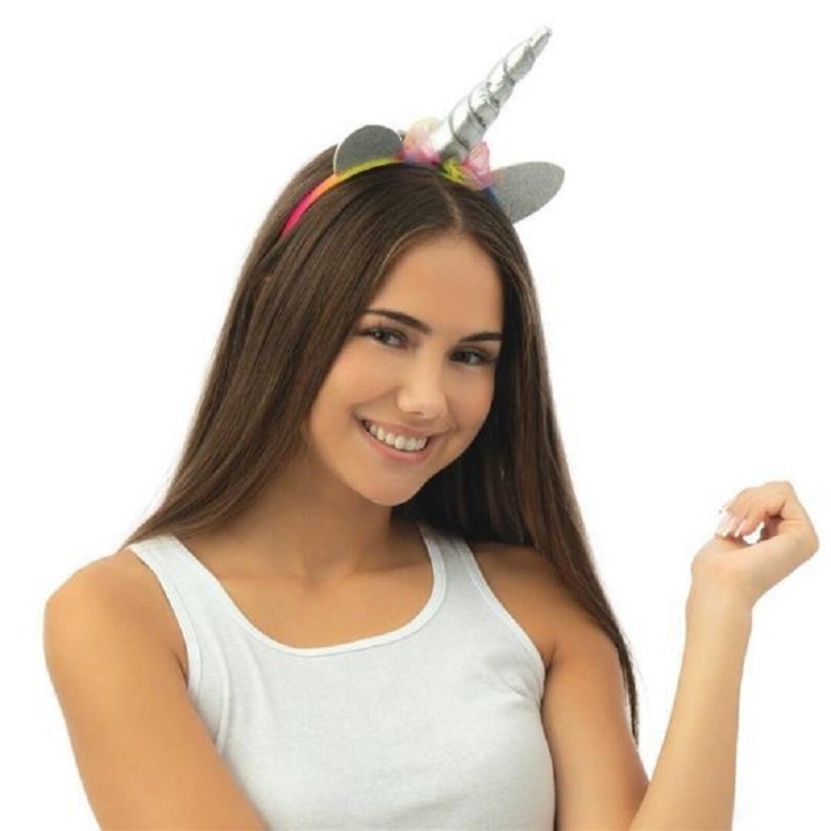 Serre-tête pour deguisement de licorne - argent, multicolore