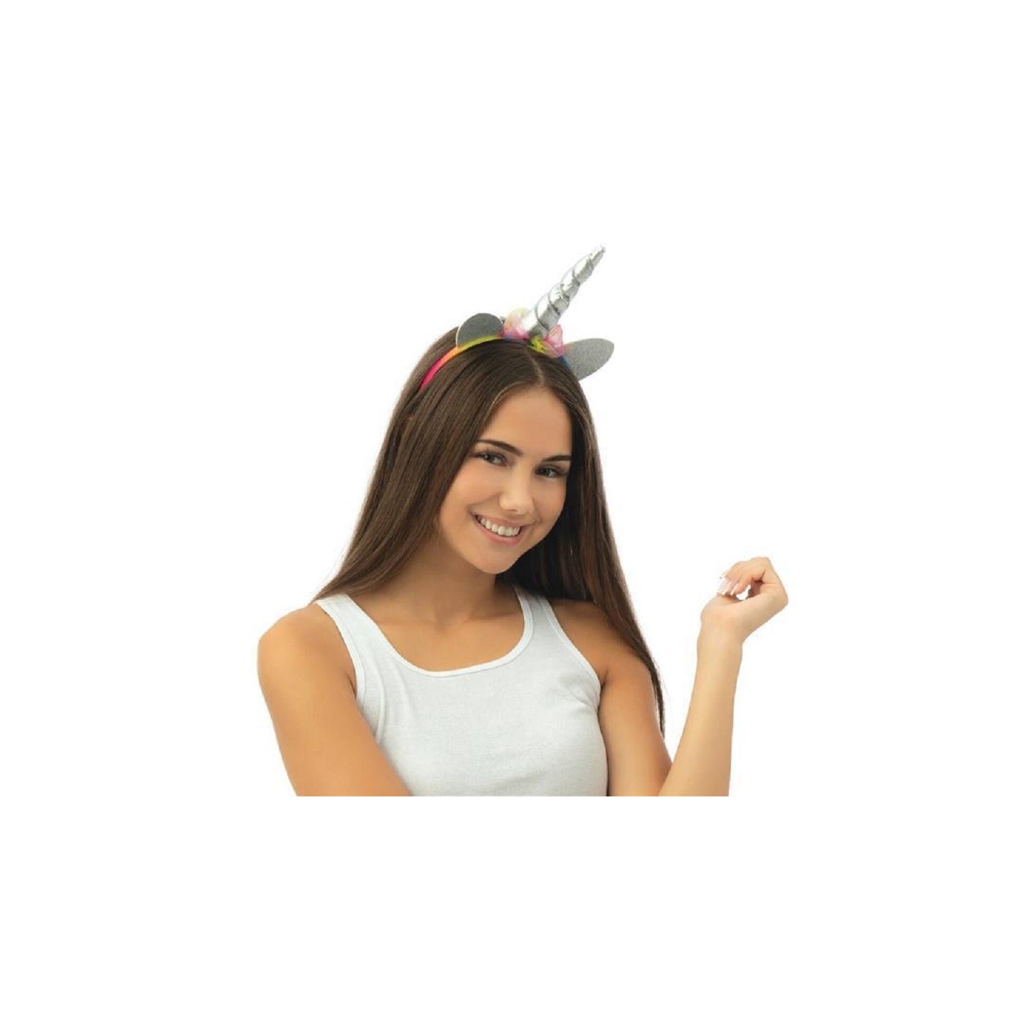 Serre-tête pour deguisement de licorne - argent, multicolore