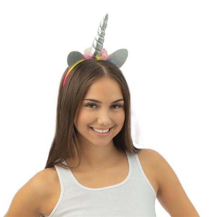 Serre-tête pour deguisement de licorne - argent, multicolore