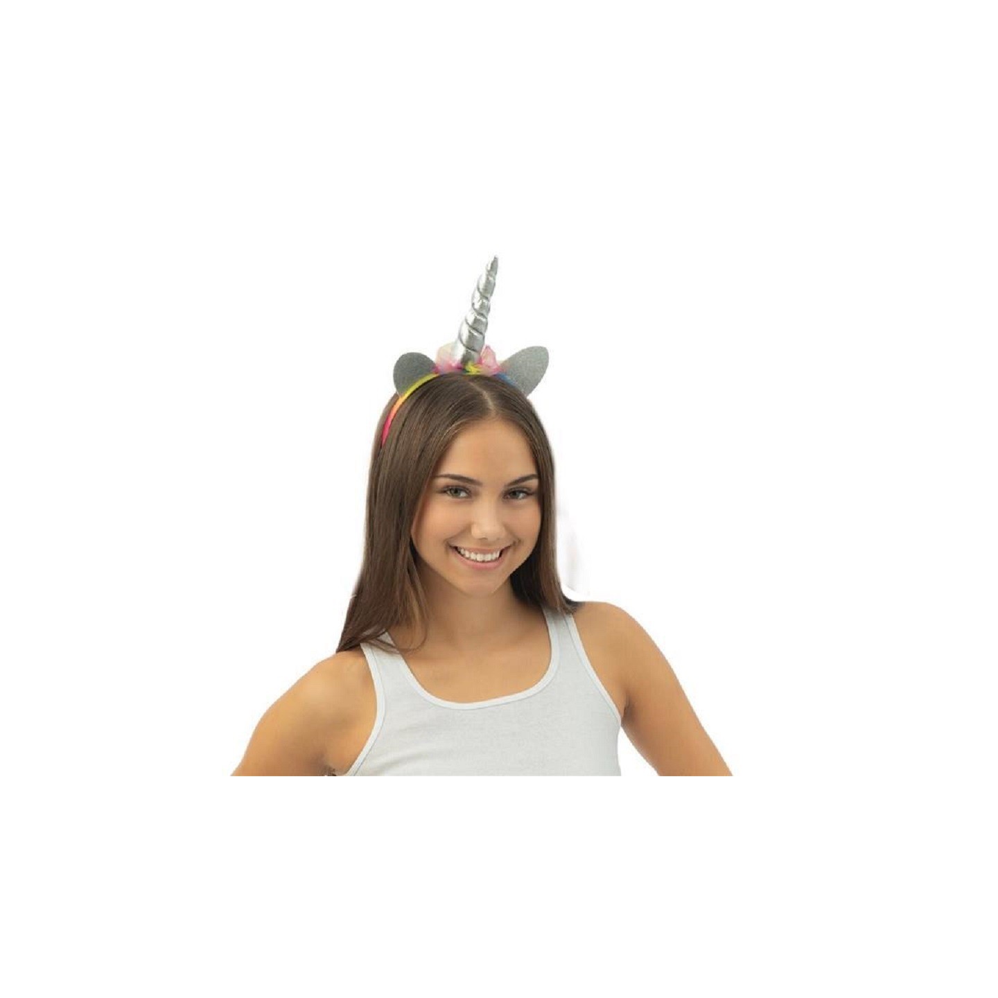 Serre-tête pour deguisement de licorne - argent, multicolore