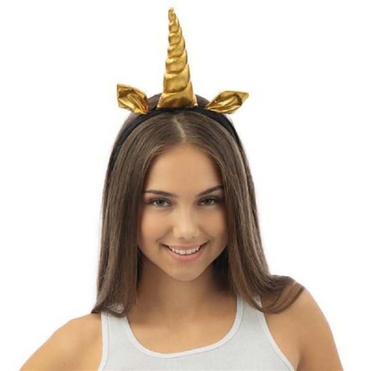 Serre-tête pour deguisement de licorne - or, noir