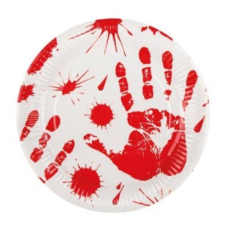 6 assiettes ensanglantées  Halloween "Bloody" (23cm)