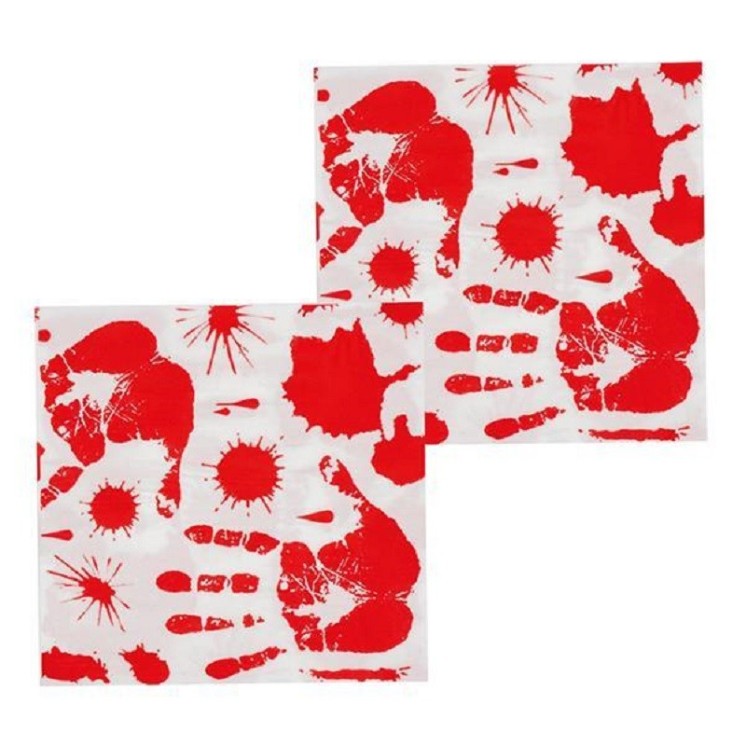 12 serviettes ensanglantées, halloween "Bloody" 33X33cm