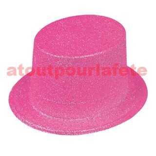 Chapeau Haut de forme paillettes couleur Fuschia