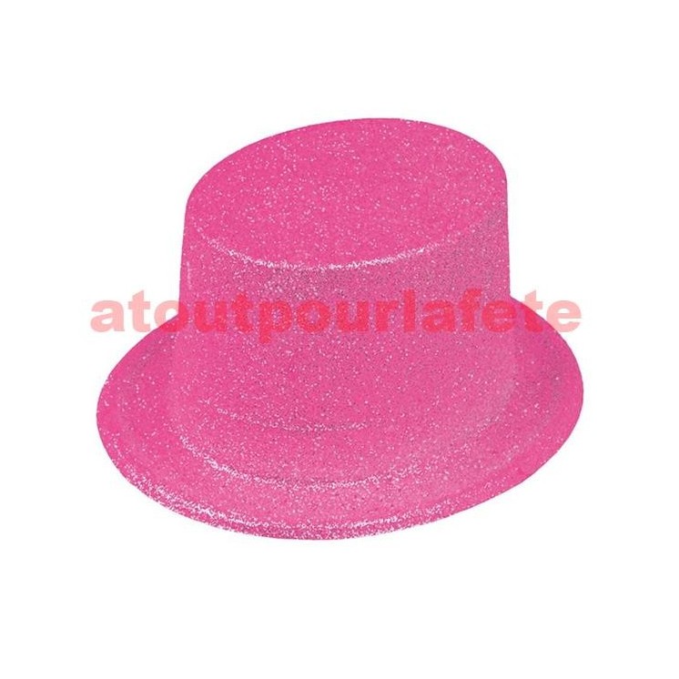 Chapeau Haut de forme paillettes couleur Fuschia