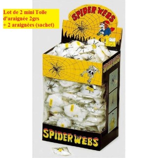Lot de 2 mini Toile d'araignée 2grs + 2 araignée (sachet)