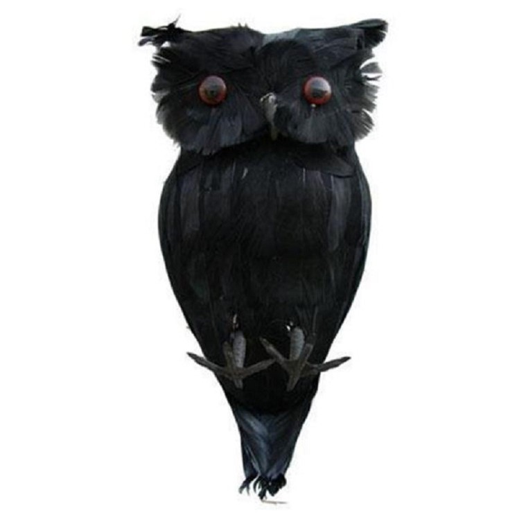 Hibou noir de décoration Halloween 28cm