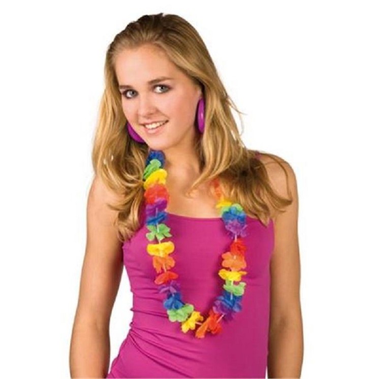 Collier de fleurs Hawaïen Luxe multicolore