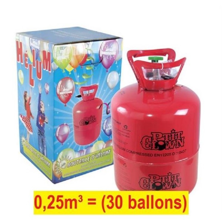 Bouteille d' Hélium jetable 0,25m³ (pour gonflage 30 ballons non fournis)