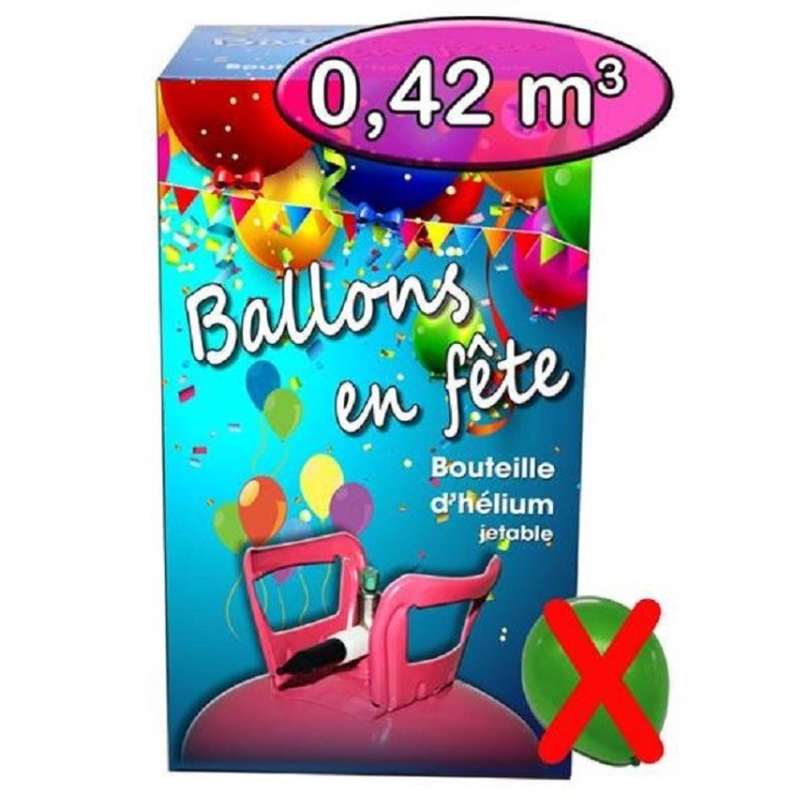 Bouteille d' Hélium jetable 0,42m³  (50 ballons) (ballons non compris)