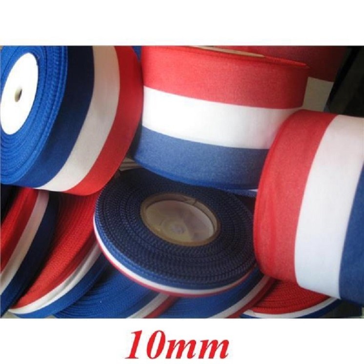 Bobine de 25m de Ruban tricolore - Diverses largeur ((viscose)
