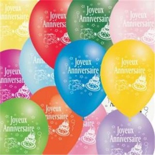 10 Ballons "Joyeux Anniversaire" Multicolore Ø30cms