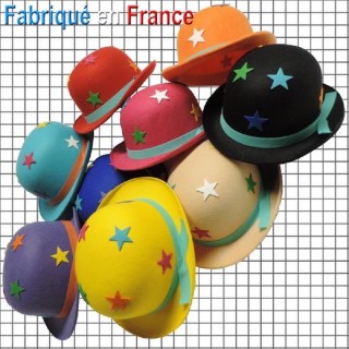 Chapeau Melon de Clown Adulte (Motif étoilé) (taille 57)