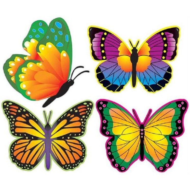 Décoration Papillons fluorescent 32 cm (set de 4)