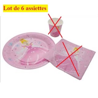6 Assiettes carton thème "Princesse" - 22cms