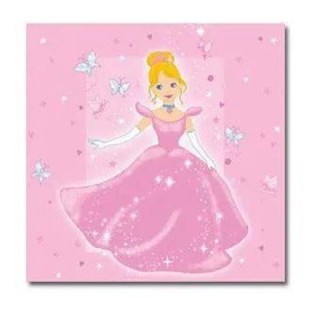12 Serviettes papier Thème Princesse Rose 33 x 33 cm