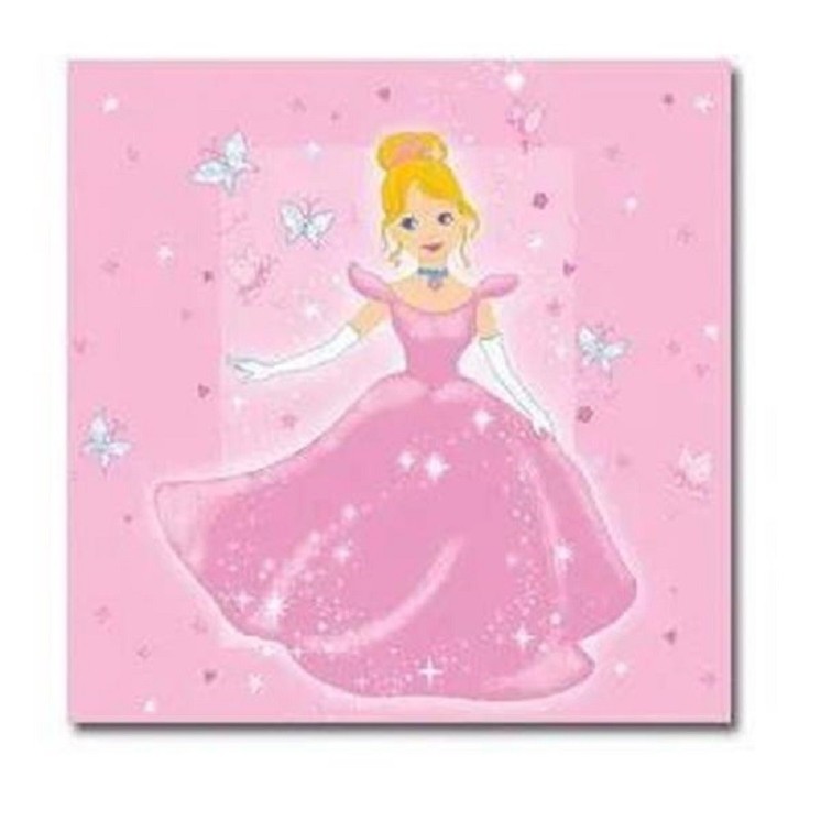 12 Serviettes papier Thème Princesse Rose 33 x 33 cm