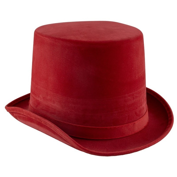 Chapeau haut de forme velours rouge