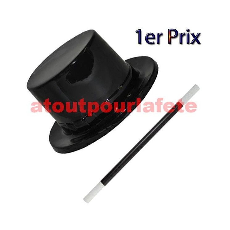 Set de Magicien 1er prix - Chapeau plastique + Baguette magique