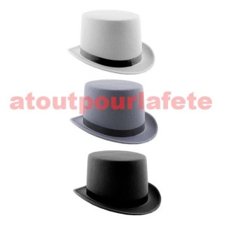 Chapeau Gibus Haut de forme avec ruban pour Conscrits, Vagues, Classards, ou deguisement