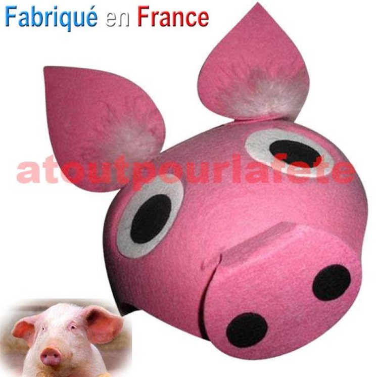 Chapeau - coiffe de Cochon rose