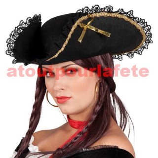 Chapeau Tricorne, Bicorne Angélique, Marquise, Pirate