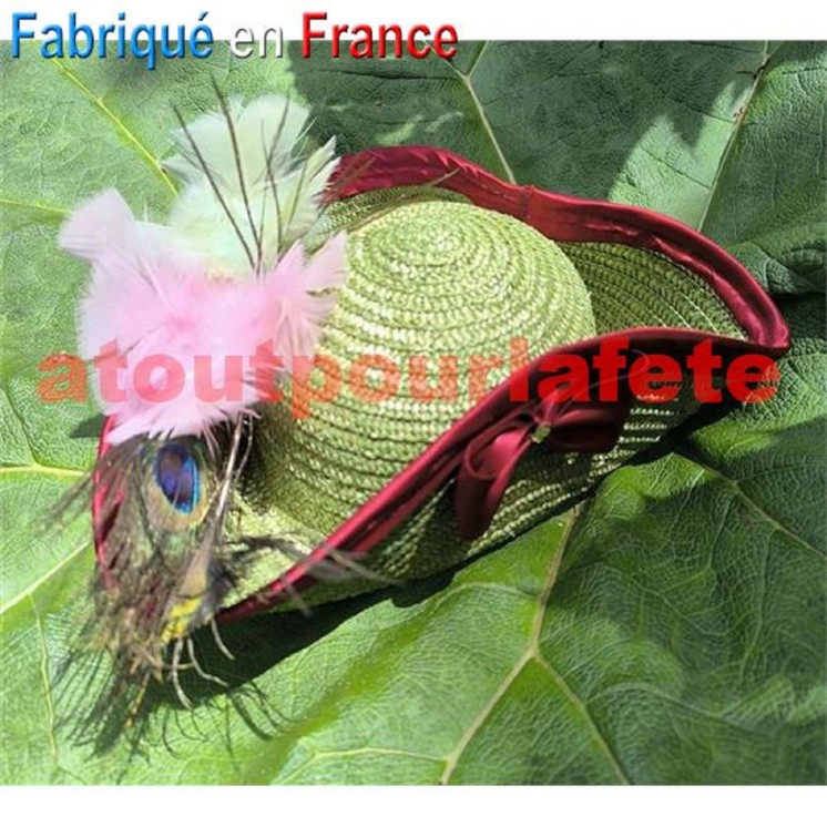 Chapeau Tricorne Pompadour adulte en paille