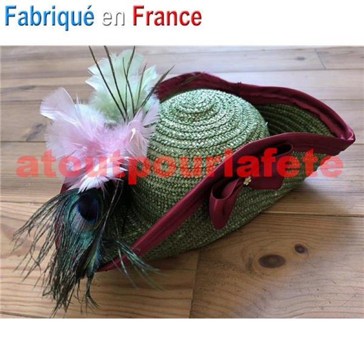 Chapeau Tricorne Pompadour adulte en paille