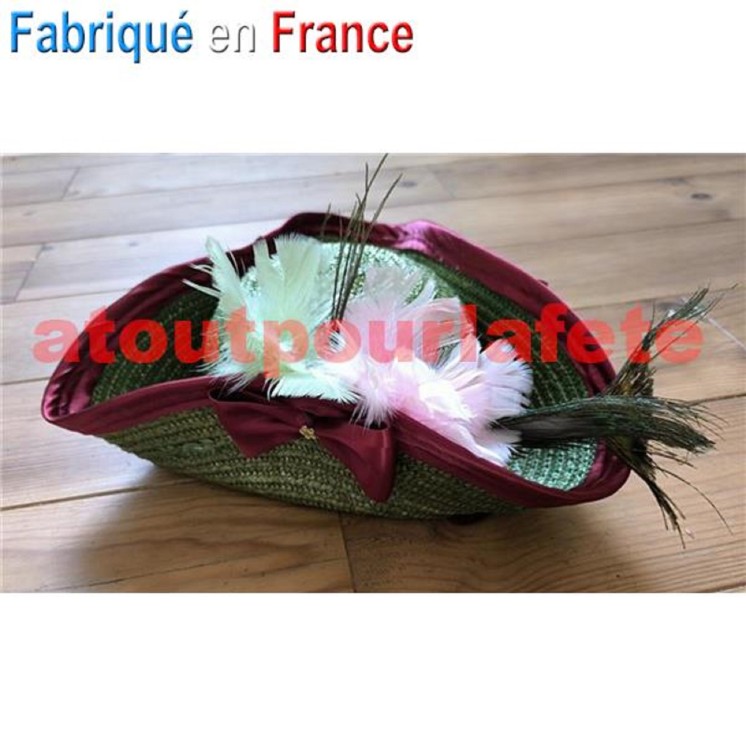Chapeau Tricorne Pompadour adulte en paille
