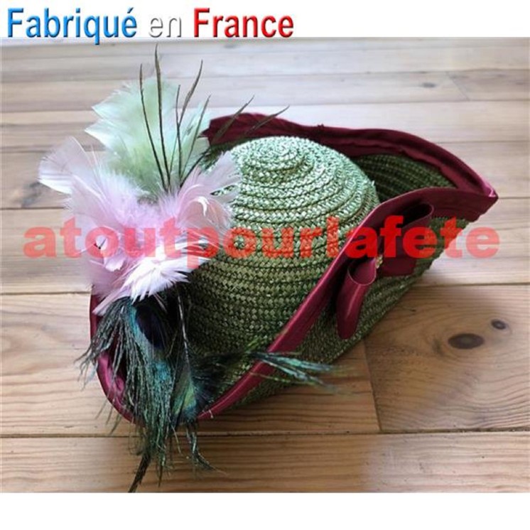 Chapeau Tricorne Pompadour adulte en paille