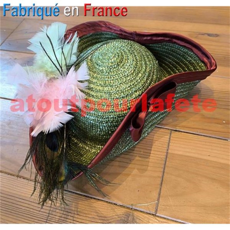 Chapeau Tricorne Pompadour adulte en paille